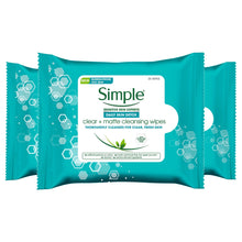Load image into Gallery viewer, 3 x 25 Wipes Simple Daily Skin Detox Matte &amp; Clear Wipes For Oily Skin