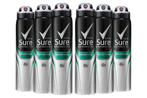Sure For Men Anti-perspirant Body Spray Deodorant, Pack of Six, 250ml