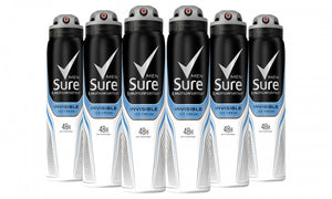 Six-Pack of Sure Men's Antiperspirants Body Spray Deodorant 150ml/250ml
