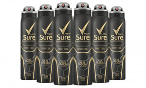 Six-Pack of Sure Men's Antiperspirants Body Spray Deodorant 150ml/250ml