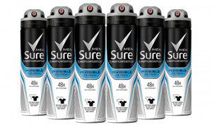 Six-Pack of Sure Men's Antiperspirants Body Spray Deodorant 150ml/250ml