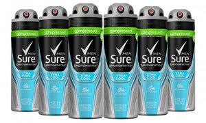 Six-Pack of Sure Men's Antiperspirants Body Spray Deodorant 150ml/250ml