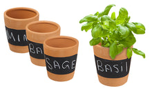 Load image into Gallery viewer, Set Of 3 Terracotta Chalkboard Herb Planters