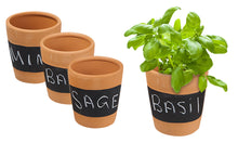 Load image into Gallery viewer, Terracotta Chalkboard Herb Planters &amp; Metal Garden Herb Markers