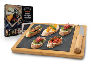 10x8 inch Wooden Cheese Board With Slate and Knife