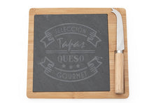 Load image into Gallery viewer, 10x8 inch Wooden Cheese Board With Slate and Knife