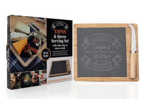 10x8 inch Wooden Cheese Board With Slate and Knife