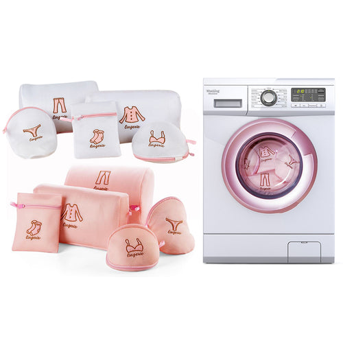 Haven Zippered Mesh Laundry Clothes Washing Bags - Pack of 5, White or Pink