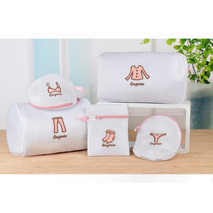 Haven Zippered Mesh Laundry Clothes Washing Bags - Pack of 5, White or Pink