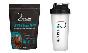 PureGym Whey Protein Powder and Shaker Bottle 908g