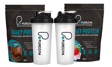 Load image into Gallery viewer, PureGym Whey Protein Powder and Shaker Bottle 908g