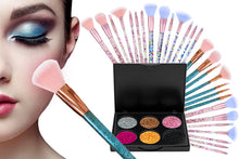 Load image into Gallery viewer, Glitter Eyeshadow Palettes and Liquid Cosmic Make up Brushes