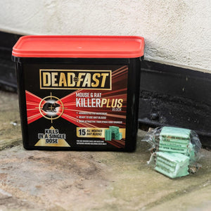 Deadfast Mouse and Rat Killer Plus All Weather Bait Blocks 15 Pack 300gr