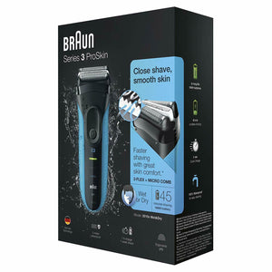 Braun 3010s Series 3 ProSkin 3-Flex + Micro Comb Electric Cordless Shaver