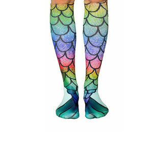 Mermaid Tail 3D Print Women Girl Knee High Boot Socks