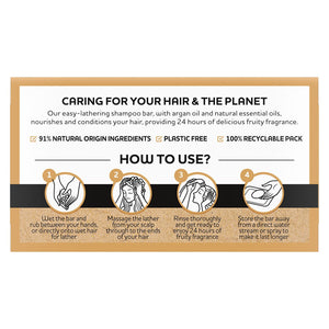 3x or 6x Each Alberto Balsam Fruity Shampoo Bar With ArganOil & Plastic Free,75g