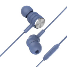 Load image into Gallery viewer, Vybe Bass Enhancement One-Touch Remote AUX-in Support Stereo Earphones - Navy