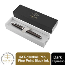 Load image into Gallery viewer, Parker IM Rollerball Pen Dark Espresso Fine Point Black Ink Gift Box