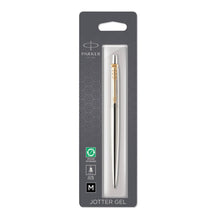 Load image into Gallery viewer, Parker Jotter Gel Pen Stainless Steel Gold Trim Medium Point 0.7mm Black Ink