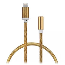 Load image into Gallery viewer, Aquarius Braided Lightning to 3.5mm Audio Jack Adapter, Gold