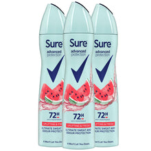 Load image into Gallery viewer, 3pk of 200ml Sure 72H Advanced Protection Uplifting &amp; Fresh Antiperspirant