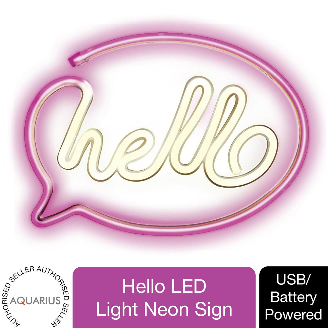 Aquarius Neon Hello Shape Colorful LED Night Light For Kids Room Decoration