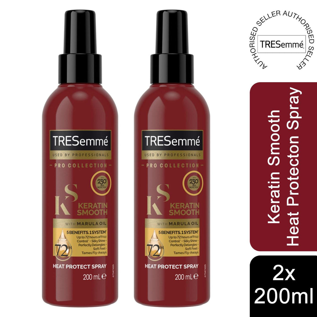 2 of Each 200ml Tresemme Keratin Smooth 5 in 1 Heat Protect Spray With MarulaOil