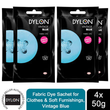 Load image into Gallery viewer, DYLON Hand Fabric Dye Sachet, Vintage Blue, 4 Packs of 50g