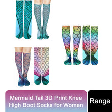 Load image into Gallery viewer, Mermaid Tail 3D Print Women Girl Knee High Boot Socks