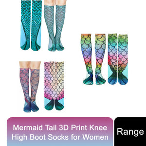 Mermaid Tail 3D Print Women Girl Knee High Boot Socks