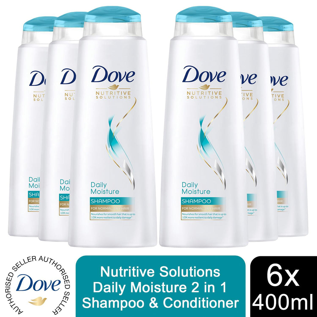 6x of 400ml Dove Nutritive Solutions Daily Moisture 2 in 1 Shampoo & Conditioner