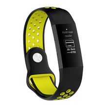 Load image into Gallery viewer, Aquarius Fitbit Charge 3Silicone Replacement Watch StrapBand-Large, Black/Yellow