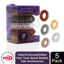Load image into Gallery viewer, PMS Clear/Coloured/Glitter Hair Tone Spiral Bobble Hair Accessories