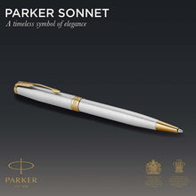 Load image into Gallery viewer, Parker Sonnet Ballpoint Pen Black Ink S.S Gold Trim Medium Point Gift Box