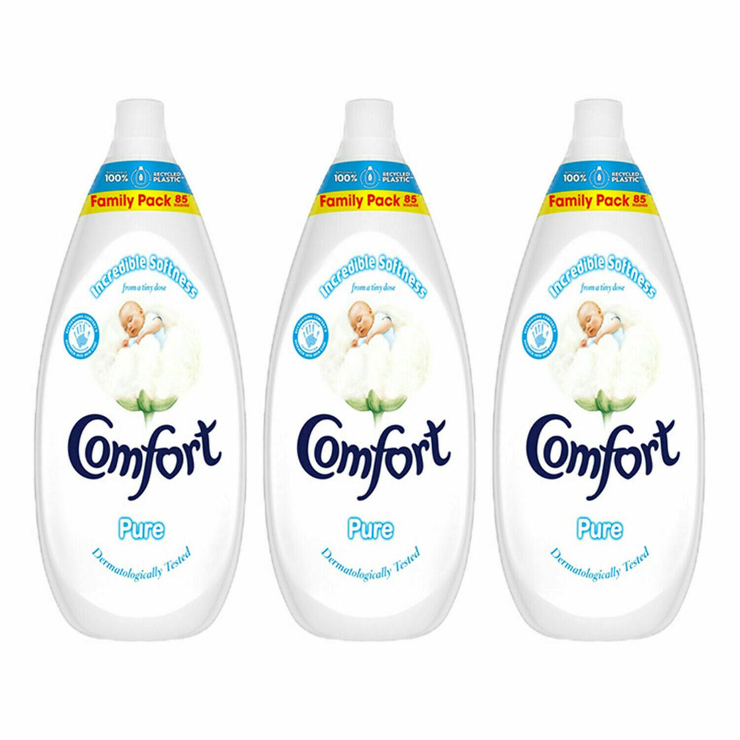 3pk 85 Washes Comfort Intense Pure Fabric Conditioners 900ml, Total 510W