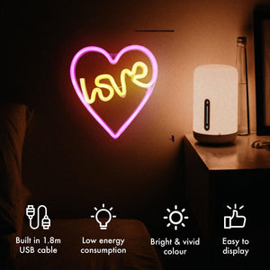 Aquarius Neon Love Heart Shape Colorful LED Night light For Art Decorative Room