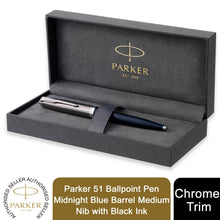 Load image into Gallery viewer, Parker 51 MidnightBlue Barrel MediumNib with BlackInk BallPoint Pen with GiftBox