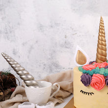 Load image into Gallery viewer, Haven Large Unicorn Cake Decoration  With 1 horn, 2 ears and 2 eyelashes., Silver