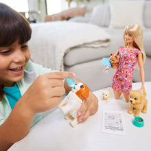 Load image into Gallery viewer, Barbie® Doggy Daycare Doll, Blonde, and Pets Playset with 4 Dogs