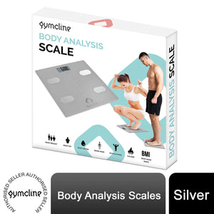 Gymcline Body Analysis Scale w/ BMI & Calorie Intake Guide, Silver or Space Grey