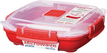 Load image into Gallery viewer, Sistema Microwave Plate with Removable Steaming Tray, Red/Clear, 440 ml
