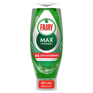 Fairy MaxPower 4x Less Scrubbing Washing Up Liquid for Tough Stains, 3x660 ml