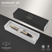 Load image into Gallery viewer, Parker IM Ballpoint Pen Brushed Metal Medium Point Blue Ink Gift Box