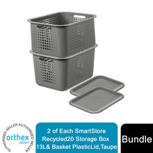 Load image into Gallery viewer, 2 of Each SmartStore Recycled20 Storage Box 13L &amp; Basket PlasticLid,Taupe