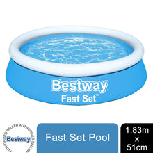 Load image into Gallery viewer, Bestway Fast Set Swimming Pool Above Ground Blue Inflatable 6ft x 20&#39;&#39;, 940L
