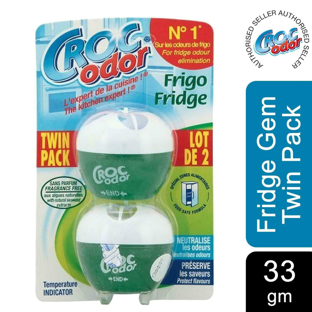Croc Odor Twin Fridge Freshener Deodoriser Neutralise Odour Eliminator, 33g
