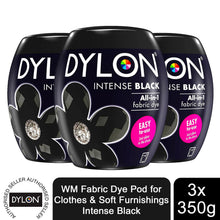 Load image into Gallery viewer, DYLON Washing Machine Fabric Dye Pod, Intense Black, 3 Packs of 350g