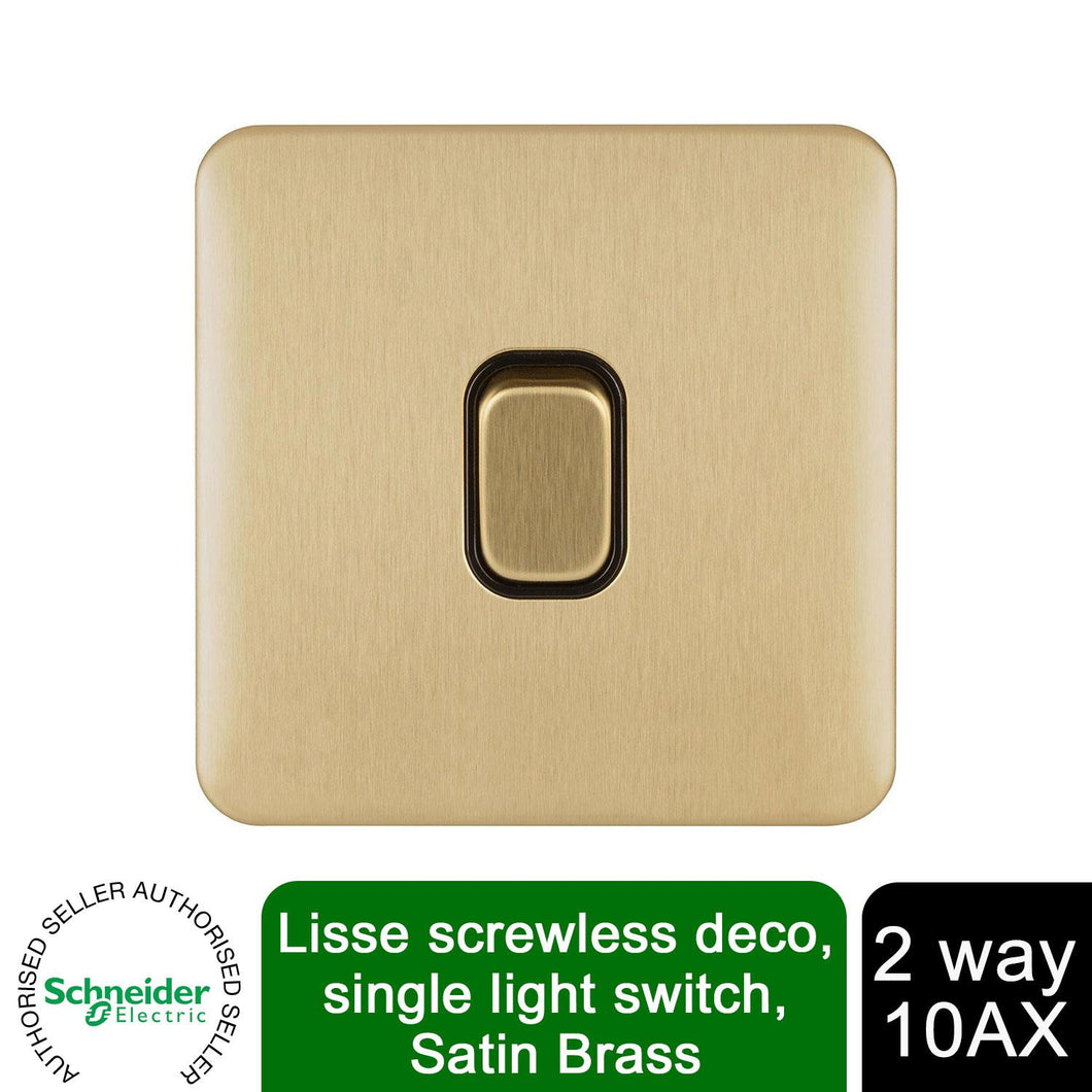 Schneider Electric Lisse Single 2 Way Light Switch 10AX GGBL1012BSB Satin Brass