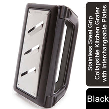 Load image into Gallery viewer, Quirky Stainless Steel Grip Collapsible Kitchen Grater with Interchangeable Plates, Black