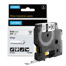 Load image into Gallery viewer, DYMO Rhino Vinyl Polyester Labels Industrial 9mm x 5.5m Black Print on White